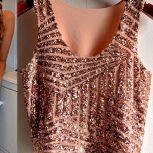 Rose gold sequin crop top, sequins only on front.